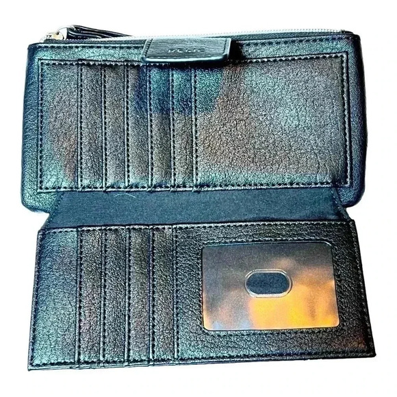 Women's Relic Checkbook Wallet Black Embroidered Design Wristlet. Like New. - Picture 3 of 8